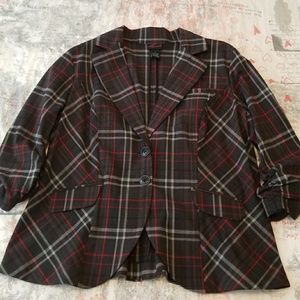 Worn Once Plaid 3/4 Sleeve Blazer